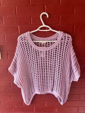 Light Lavender Open-Knit Sweater Top